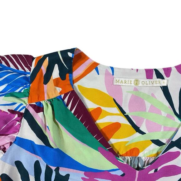 Marie Oliver Floral Ruffled Silk Top - M - Picture 2 of 4